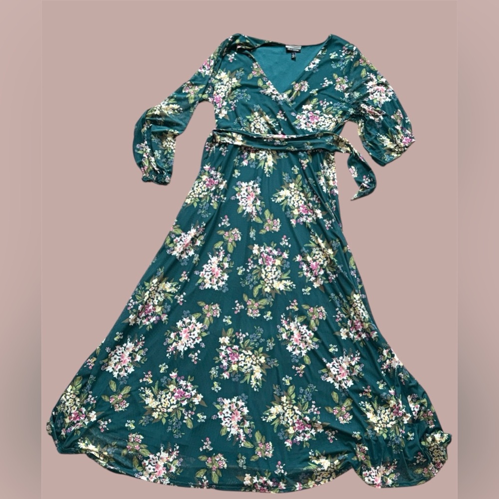 Floral Green Wrap Dress